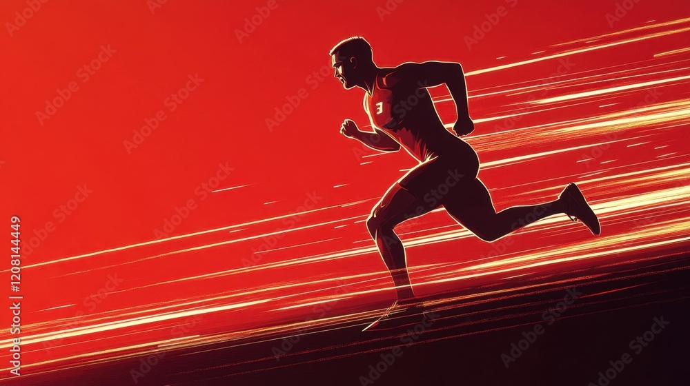Silhouette of fast runner on red background Silhouette of fast runner on red background