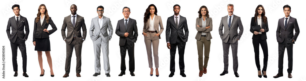 PNG Diverse professionals in formal attire, element set on transparent background PNG Diverse professionals in formal attire, element set on transparent background