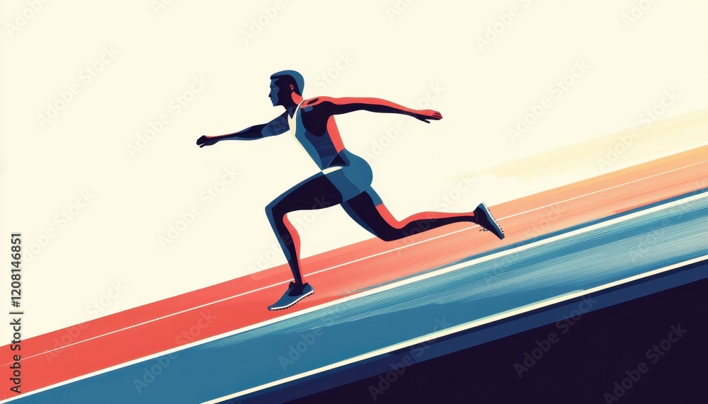 Minimalist athlete running in graphic sports illustration Minimalist athlete running in graphic sports illustration