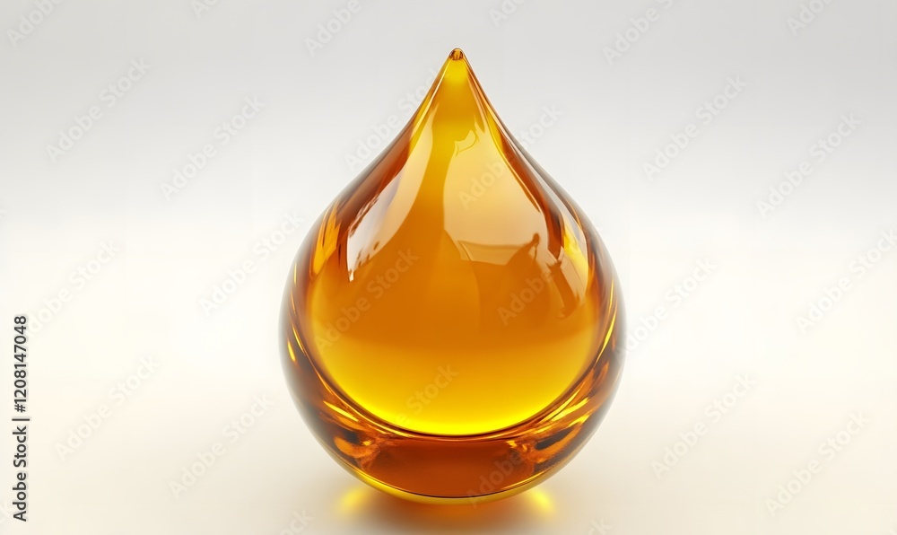 Golden oil drop, studio background, purity concept, advertising Golden oil drop, studio background, purity concept, advertising