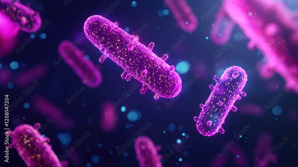 Bacteria Colony concept. Colorful digital depiction of bacteria with a glowing, abstract background. Bacteria Colony concept. Colorful digital depiction of bacteria with a glowing, abstract background.