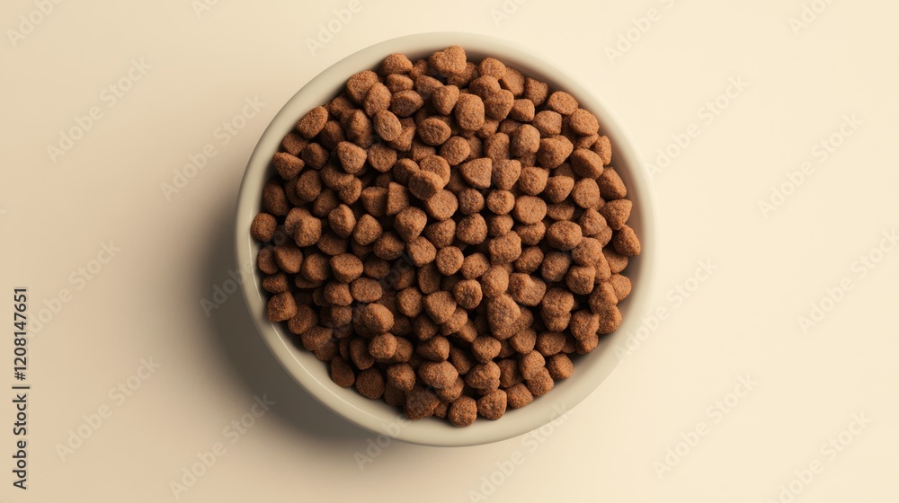Pile of dry pet food on beige background Pile of dry pet food on beige background