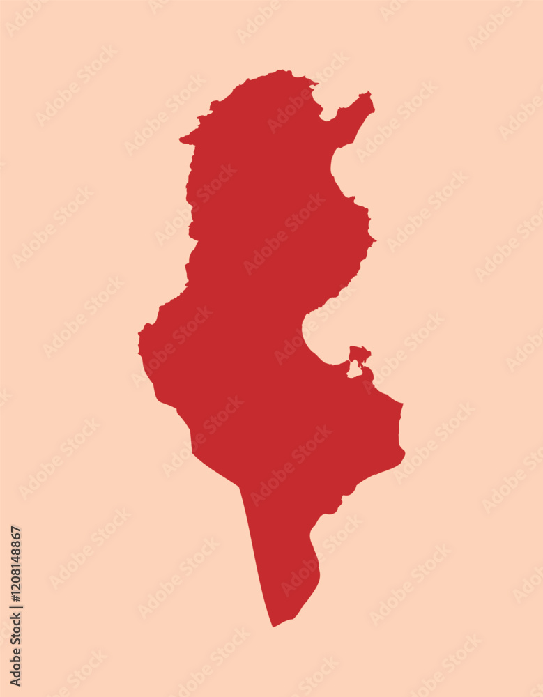 Tunisia simple flat red map Tunisia simple flat red map