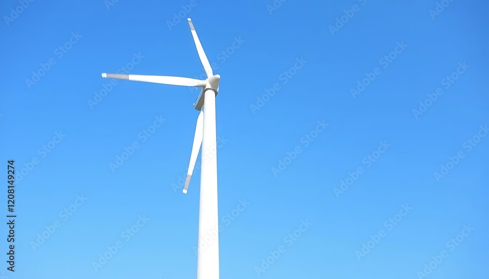 Clean Energy Wind Turbine Against Blue Sky Clean Energy Wind Turbine Against Blue Sky