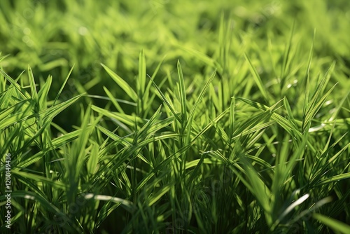 Nutsedge Weed in Green Grass Field. Agriculture and Nature Concept for Summer and Spring Lawn and Farm Plant Management photo