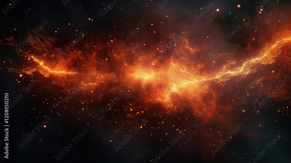 Orange Glow in the Night Sky. Beautiful Abstract Background on the Theme of Fire, Light and Life. Flying Fiery Orange Particles Over Black Background in 4K Orange Glow in the Night Sky. Beautiful Abstract Background on the Theme of Fire, Light and Life. Flying Fiery Orange Particles Over Black Background in 4K