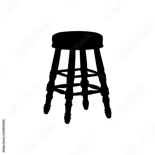 Round vintage stool silhouette icon flat vector illustration design.