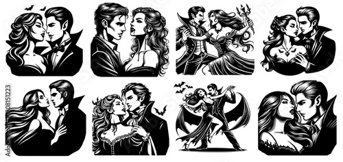 Set of eight vectors of a vampire couple