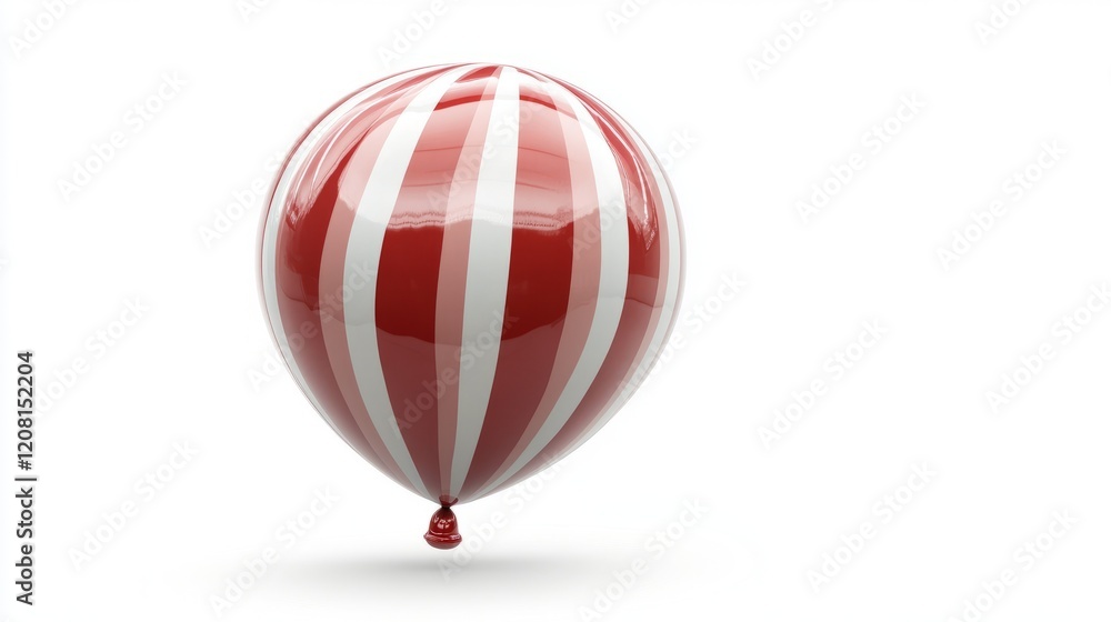 Obraz premium A large red and white striped balloon with a glossy finish floating on a clean white background