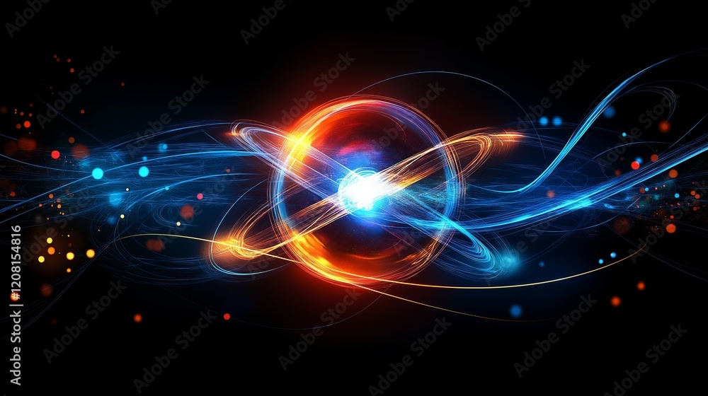 Obraz premium Understanding quantum physics through visual representation and energy effects