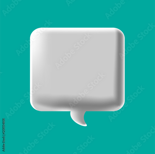 bubble 3d grey white, square chatting, element  message, social media, box, speech 