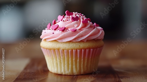 Â· A cute Valentine's Day cupcake decorated with heart-shaped sprinkles and pink frosting --ar 16:9 --stylize 250 --v 6.1 Job ID: b9ae9fa9-9a24-4c8d-bae1-376923e4fa08