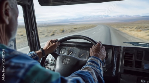Truck Driver on a Long Road Trip - Scenic Highway Journey