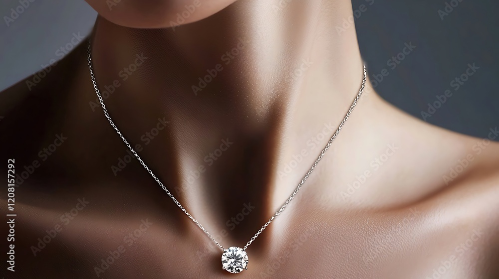 A woman is wearing a diamond necklace A woman is wearing a diamond necklace