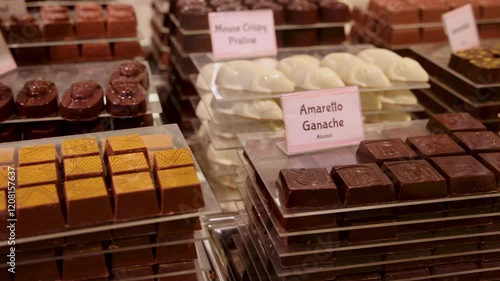 Praline, Amaretto and Salted Caramel Chocolates on Display