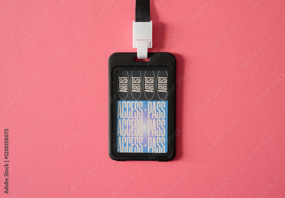 Customizable Access Pass Card Ready for Design on Pink Background Stock ...
