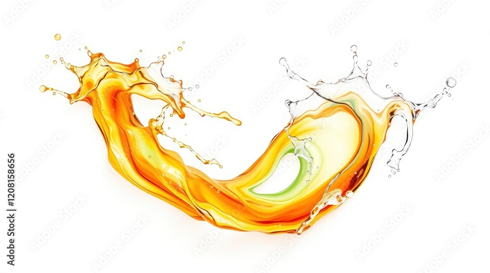 Fototapeta premium Dynamic Amber Liquid Splash: A Vibrant, Abstract Composition