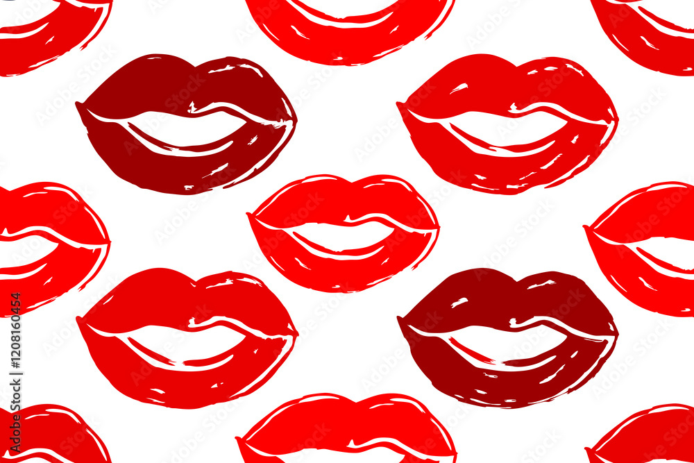 Fototapeta premium Lips seamless pattern background. Fashionable template for design.