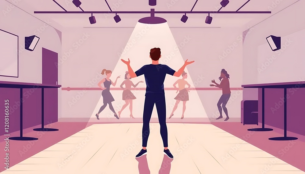 Dance Instructor Leading Class in Studio