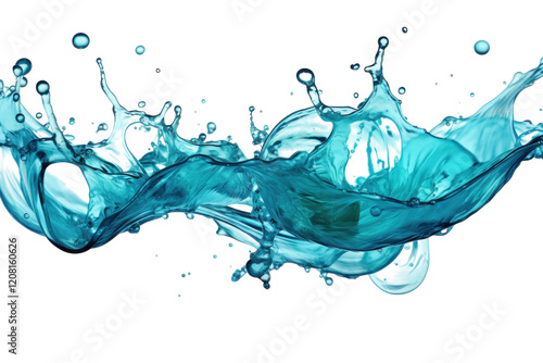 Sparkling turquoise water creates dynamic splashes and droplets in an artful display of fluid motion isolated on transparent background photo