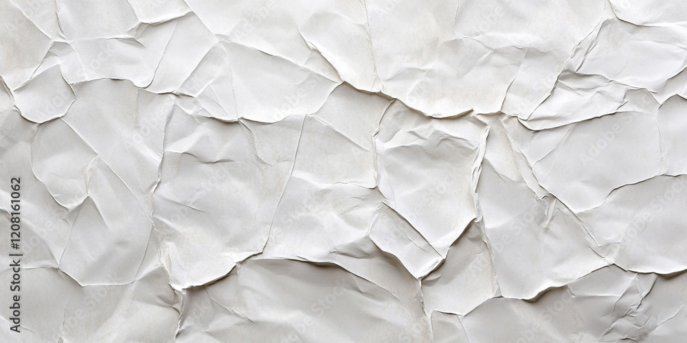 Fototapeta premium white crumpled and creased glued wrinkled paper poster texture background