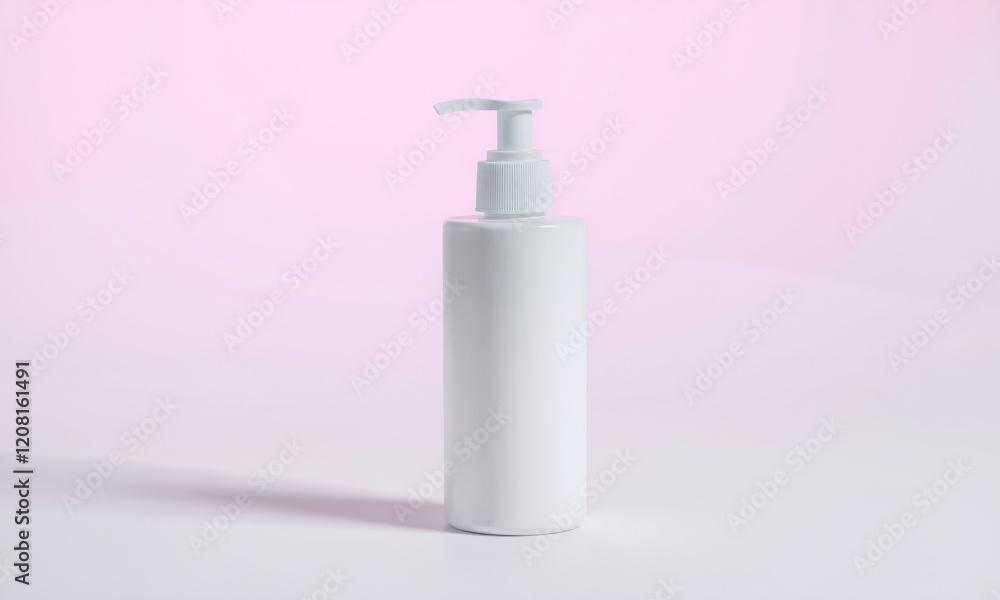 clean, white pump bottle on soft pink background, ideal for cosmetic or skincare products. Perfect for branding and packaging design clean, white pump bottle on soft pink background, ideal for cosmetic or skincare products. Perfect for branding and packaging design