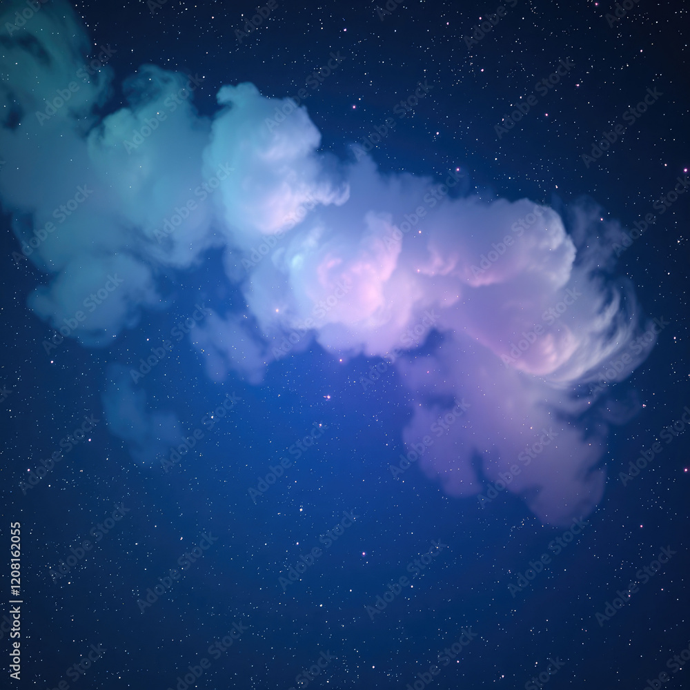 Fototapeta premium beautiful starry night sky with colorful clouds and twinkling stars, whimsical, moon phase