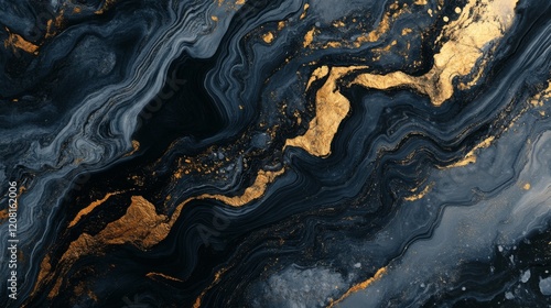 Wallpaper Mural Stunning Dark Blue and Gold Abstract Marble Design Torontodigital.ca