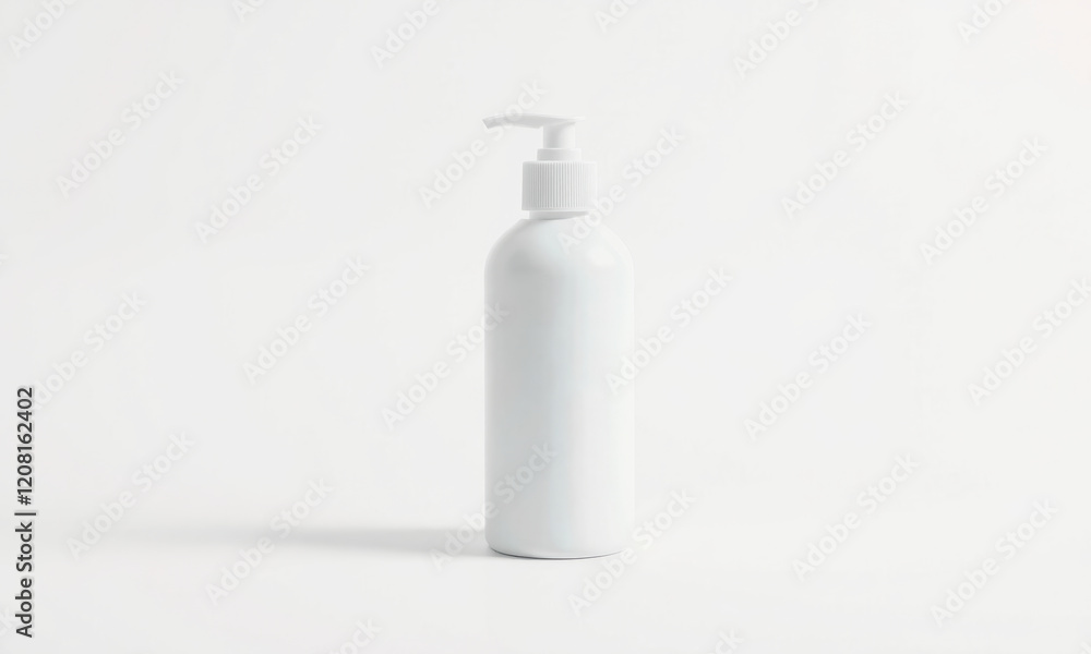clean, white cosmetic bottle with pump top, ideal for skincare products. Perfect for branding and packaging design clean, white cosmetic bottle with pump top, ideal for skincare products. Perfect for branding and packaging design
