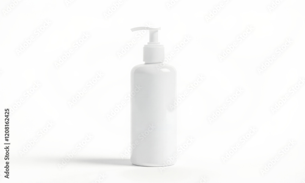 clean, white cosmetic bottle with pump, ideal for skincare products. Perfect for branding and packaging design clean, white cosmetic bottle with pump, ideal for skincare products. Perfect for branding and packaging design