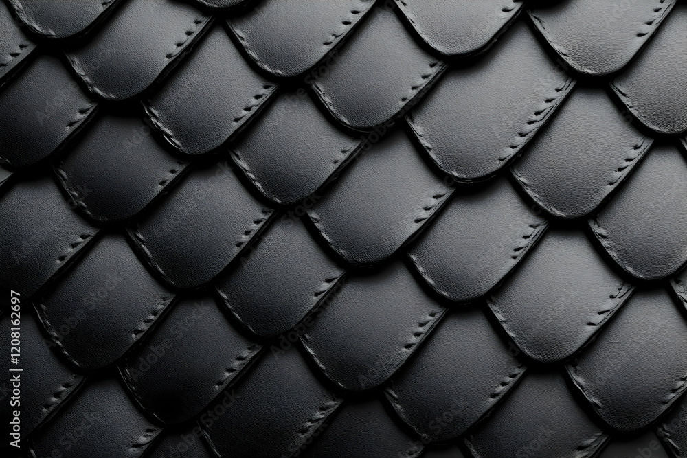 Naklejka premium Dark Leather Scale Texture 3D Illustration