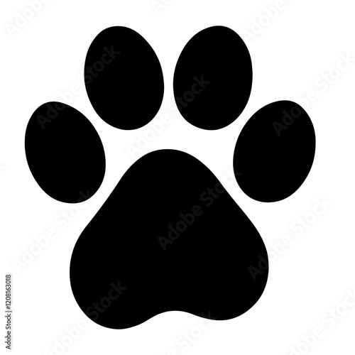 Cute black big dog paw print silhouette icon vector illustration design.