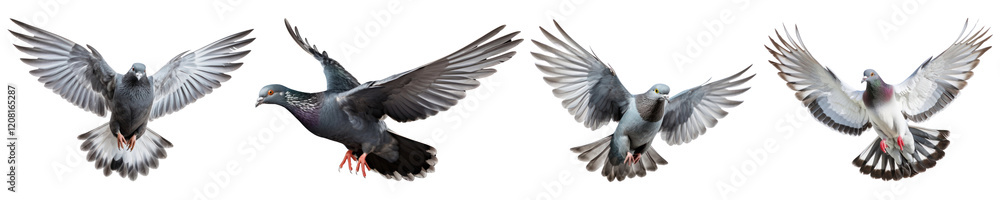 Fototapeta premium Flying bird png cut out element set, transparent background