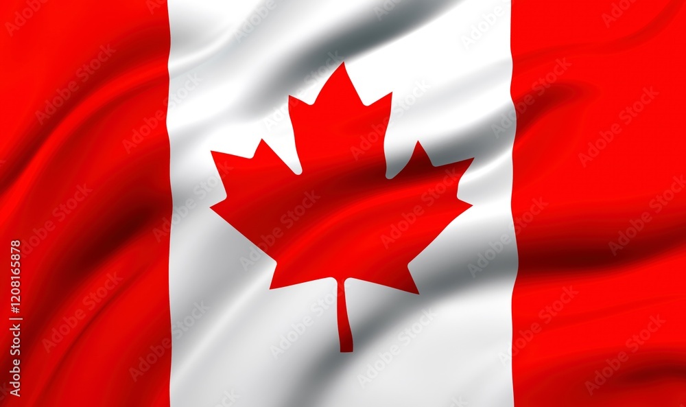 Flag of Canada blowing in the wind. full page flying flag, 3d illustration Flag of Canada blowing in the wind. full page flying flag, 3d illustration
