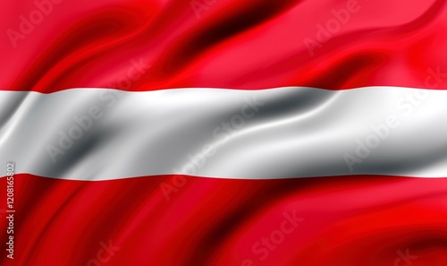 Flag of austria blowing in the wind. full page flying flag, 3d illustration