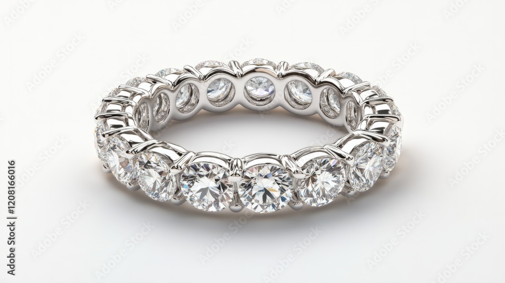 Classic eternity band with round diamonds surrounding the entire ring generative ai Classic eternity band with round diamonds surrounding the entire ring generative ai