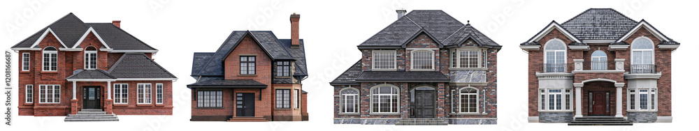 Colonial style house architecture png cut out element set, transparent background Colonial style house architecture png cut out element set, transparent background
