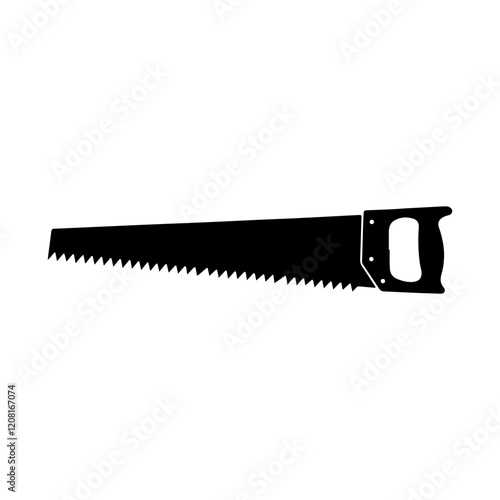 Metal hand saw flat silhouette icon vector illustration design.