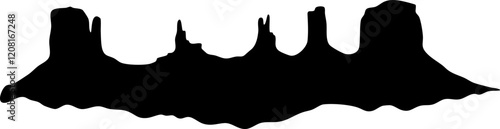 Stylized silhouette of rock formations in black, suitable for logos or graphic designs.