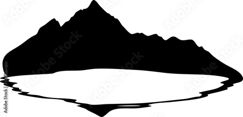 Silhouette of a Mountain Reflecting on Calm Water Surface - Ideal for Nature and Adventure Designs