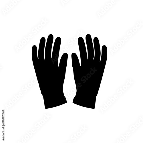 Hand rubber gloves silhouette vector flat design.