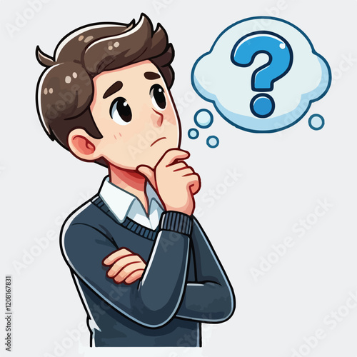 a boy is thinking vector