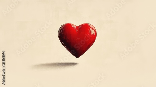 Wallpaper Mural A single red heart against a neutral beige background, clean lines and minimal design Torontodigital.ca