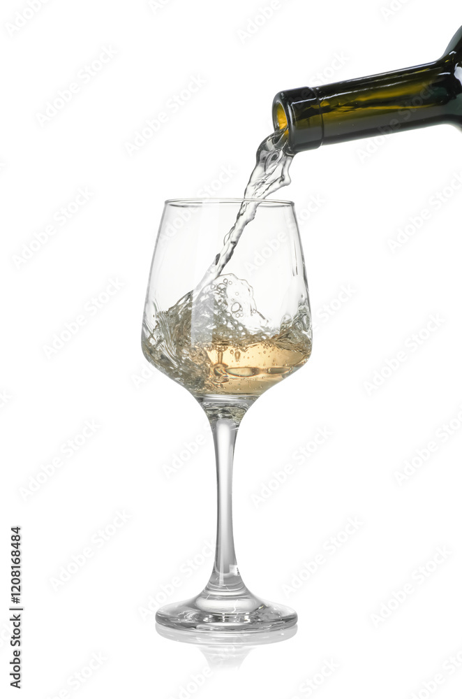 Pouring wine into glass on white background Pouring wine into glass on white background