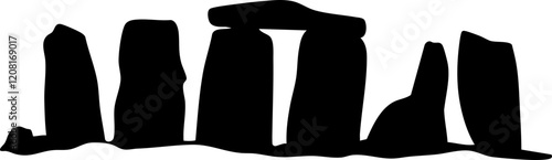 Silhouette of Ancient Stones: A Mysterious Monument Against a Minimalist Background for Cultural Exploration and Art Projects