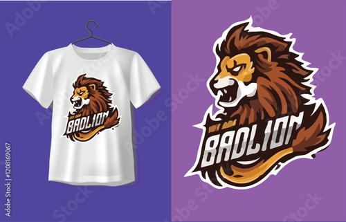 Angry lion logo t-shirt design