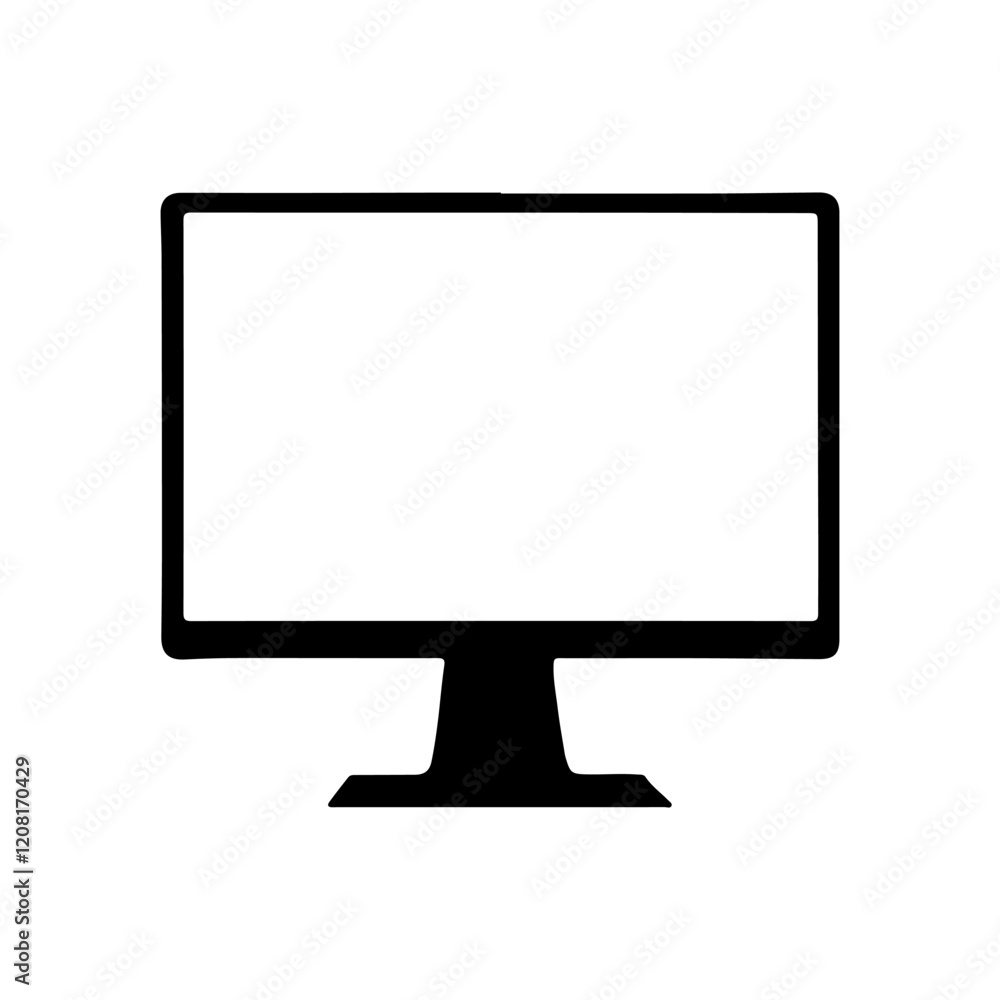 Black computer monitor flat silhouette icon flat vector illustration design. Black computer monitor flat silhouette icon flat vector illustration design.