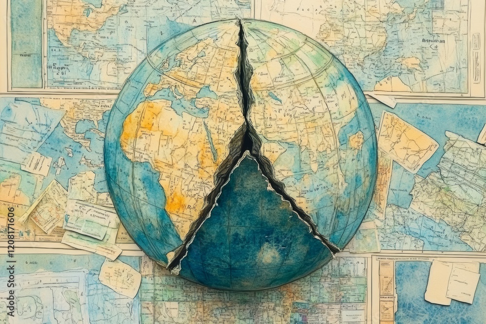 Obraz premium The Fractured Globe, Paranoid Personality Disorder