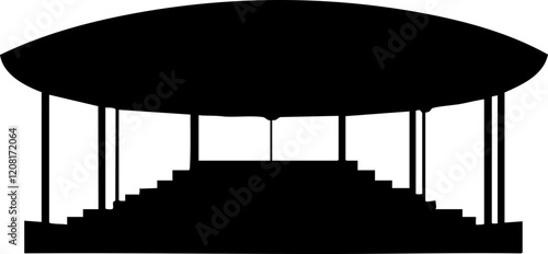 Vector Illustration of a Silhouetted Pavilion with Stairs, Suitable for Event Designs and Architectural Concepts