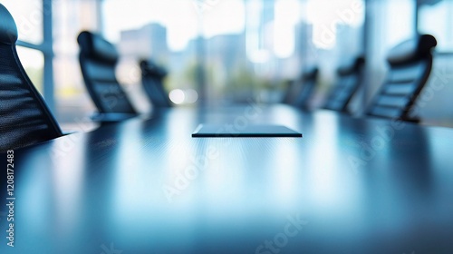 Wallpaper Mural Empty Office Table with Blurred Office Background and Chairs Torontodigital.ca